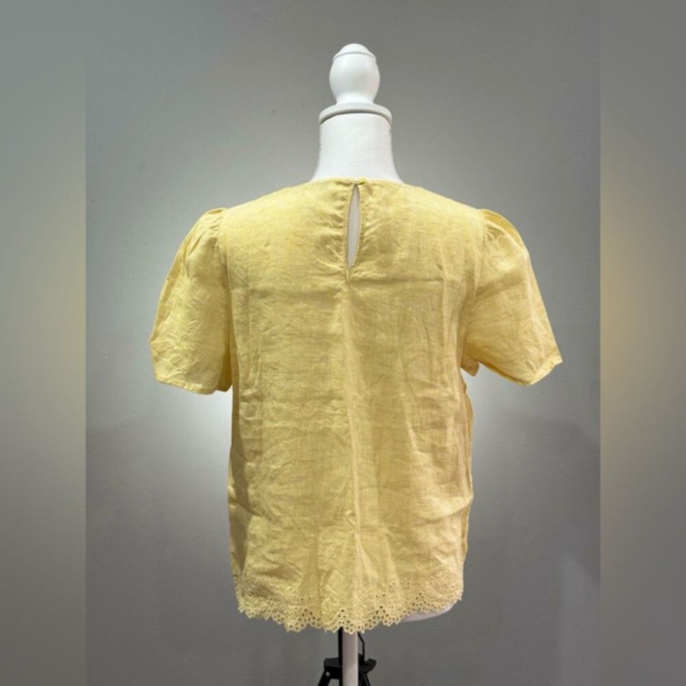 CLEAROUT! Pale Yellow Nordstrom Signature Eyelet Top Size S EUC - Picture 2 of 5